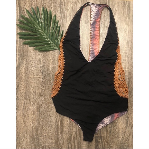 Indah Pagoda Snakeskin Reversible One-Piece - Picture 4 of 8